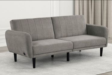 Brand New Grey Adjustable Futon Sofa Sleeper