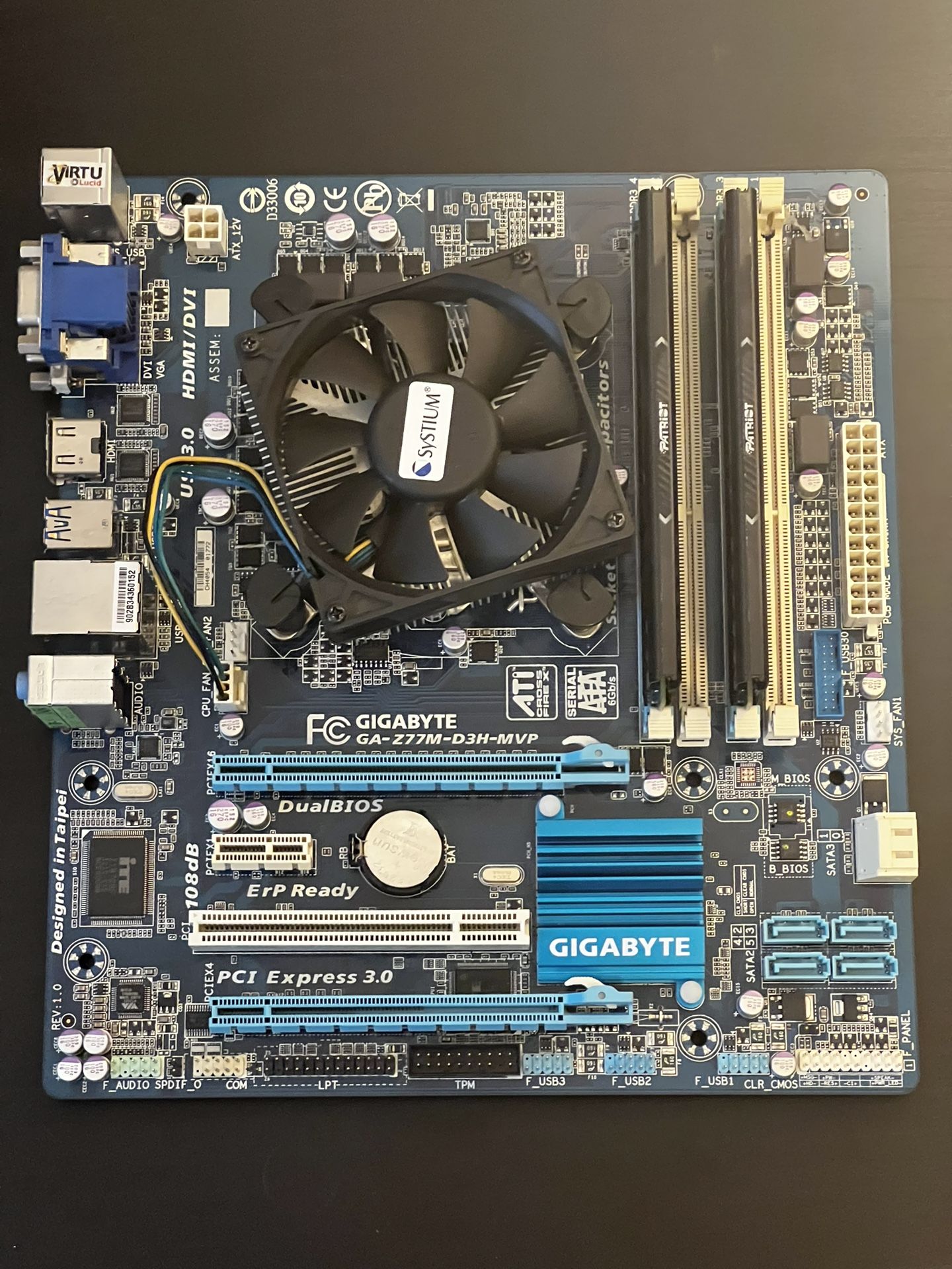 Gigabyte Motherboard + CPU + RAM Combo