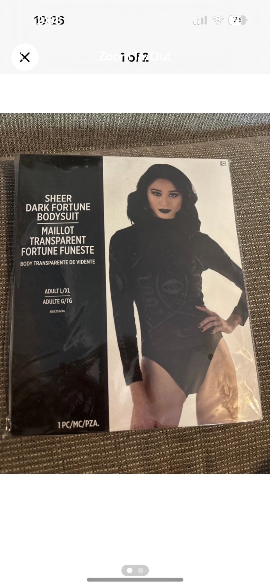 Sheer Dark Fortune L/XL Black Bodysuit from Spirit Halloween Adult Women's