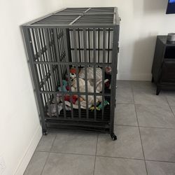 Heavy-Duty Metal Dog Crate w/ Wheels – Furniture-Grade, Excellent Condition 