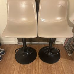 Set of 2 Beige Bar Stools