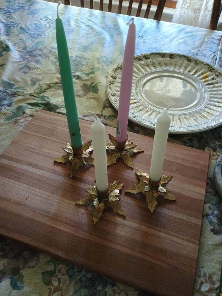 4 Solid Brass Candle Holders Made In India