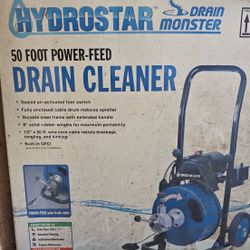 Hydrostar Drain Cleaner 50 ft Power Feed