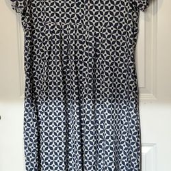 Navy & White Geometric Print Maxi Dress – Size XL