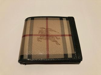 Burberry Haymarket Check Canvas Bifold Leather Wallet