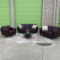 *Free Delivery* Macy Leather Couch Sofa Loveseat Chair Ottoman Set