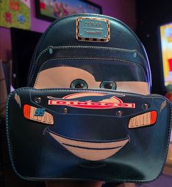 Brand New! Loungefly Disney Pixar Cars Metallic Dinoco Lightning McQueen Cosplay Mini Backpack