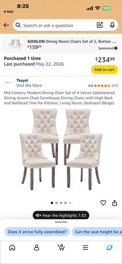 Dining chairs set of 4