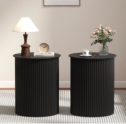 Black Fluted Side Tables Set of 2