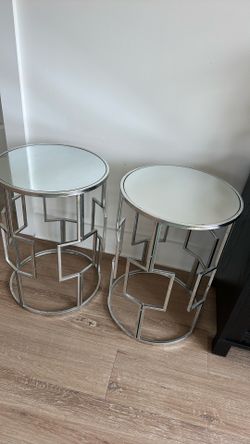 Silver Side Mirrored Tables