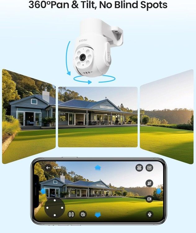 5MP Wired Security Camera System,4pcs 1080p Pan/Tilt 360°View