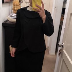 Women's Black Blazer and Skirt Set Formal Wear 1950s