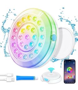 4 Pack Rechargeable Submersible Pool Light with Wireless APP Control, Waterproof Underwater Smart LED Light