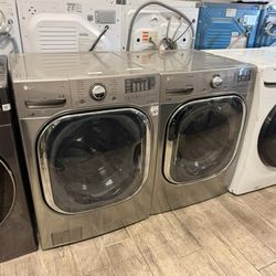 LG stainless steel frontload washer and dryer set electric