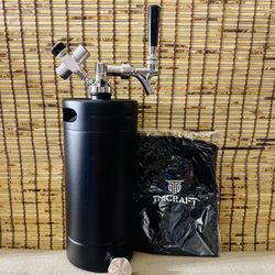 TMCRAFT 128oz Growler Tap System, Pressurized Stainless Steel Mini Keg with Cooler Jacket