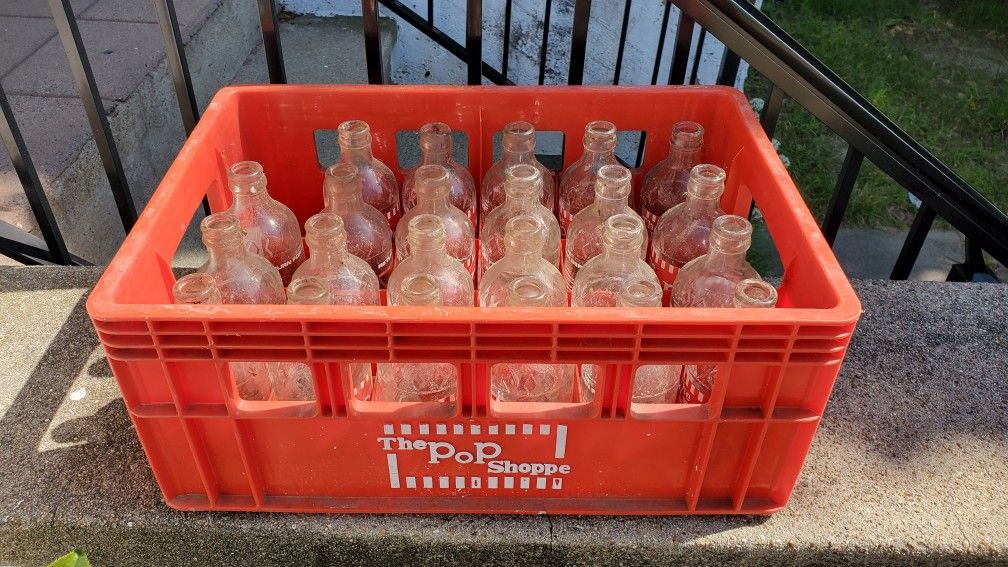 Vintage " The Pop Shoppe" Crate And 23 Bottles.  