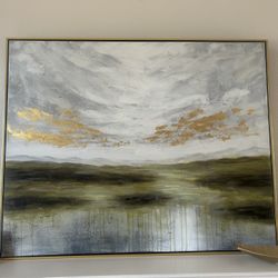 Large Canvas Wall Art Abstract Landscape Wall Art Dramatic Golden Hand Painted