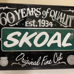 SKOAL Vintage Metal Advertising Sign Original Fine Cut 1994 60 Yrs Green Tobacco