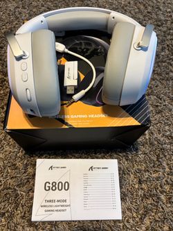 ATTACK SHARK G800 Wireless Gaming Headset, 7.1 Surround Sound,Memory Foam Ear Pads,Durable Aluminum Frame,Detachable Microphone, Bluetooth/2.4G Wirele