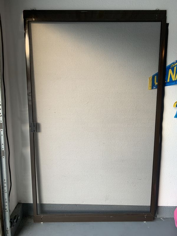 Sliding Patio Screen Door 48”w x 80”h Brown Metal Frame for Sale in