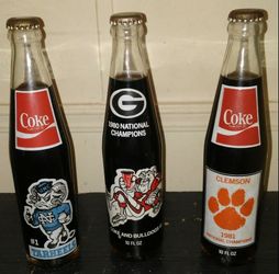 Collectable 1980-1982 National Champions Coke Bottles