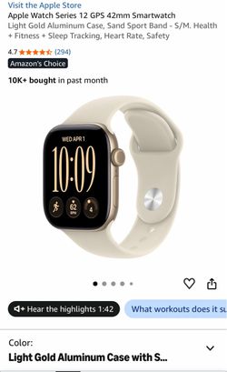 Apple Watch Series 12 42mm GPS Brand New, Factory Sealed, Light Gold