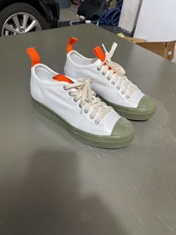 Sofie D’Hoore White Low-Top Sneakers with Orange Heel Tab
