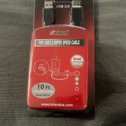 Inland USB 3.0 A Male to A Male Cable Data Transfer Super Speed Gold 10ft