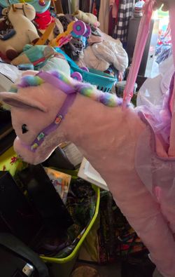 Pink unicorn girl costume ride on