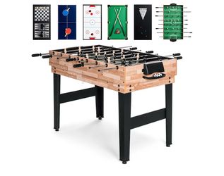 2x4ft Combo Game Table Set for Home, Game Room, Friends & Family w/Hockey, Foosball, Pool, Shuffleboard, Ping Pong, Chess, Checkers, Bowling, and Back