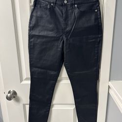 Banana Republic Black Vegan Leather Skinny Jeans Size 29