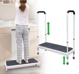 Step Stool with Handle for Elderly Medical Step Stools Seniors Handicap High Steps Mobility Platform Steel Foot Steps With Handrails Ramp Assist for 