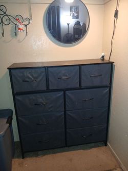 fabric chester 9 drawers and mirroe