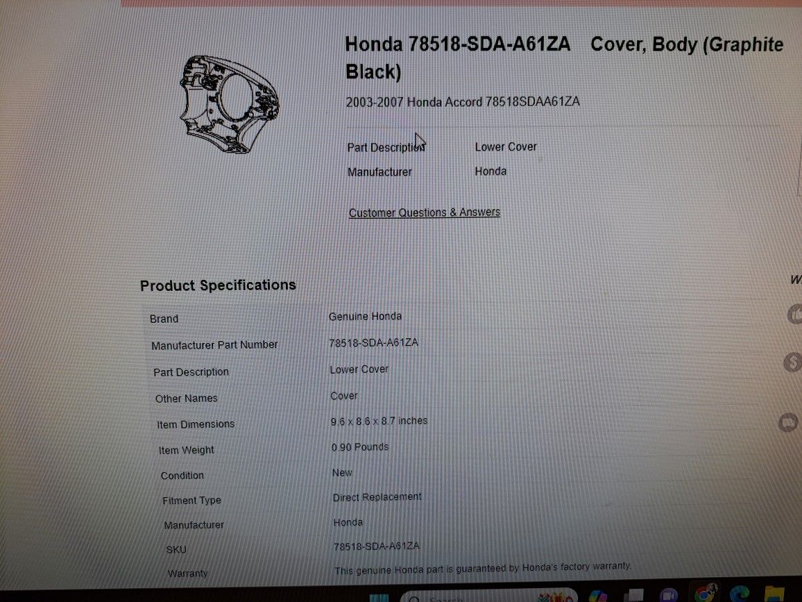 Honda Steering Wheel Cover Body