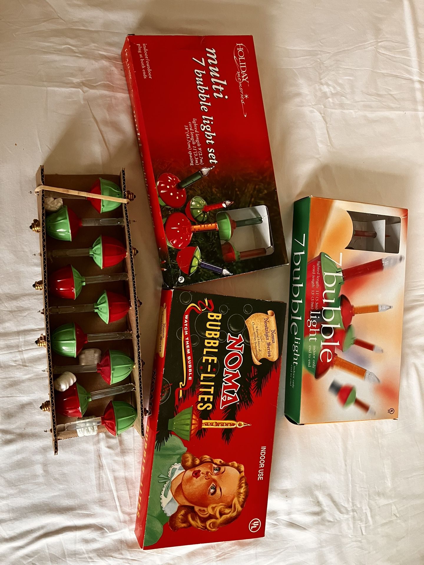 Christmas Tree Bubble Lights. Three 7 Bulb Strings Plus Extra