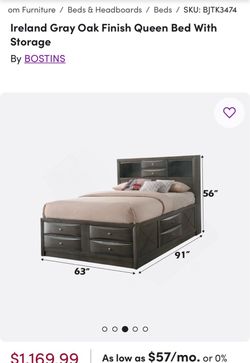 Bed Frame with Storage Headboard