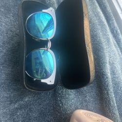 Chanel sunglasses- blue lenses, silver frame- made in Italy
