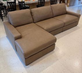 Tan Leather Sectional Sofa with Chaise