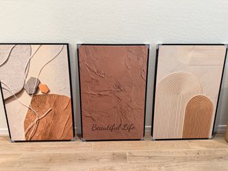 HISPACE 3-Piece Framed Wall Art Set – Neutral & Modern