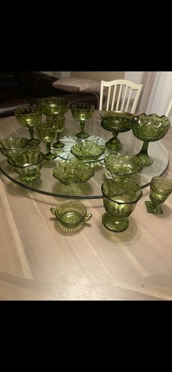 Vintage Green Glass Collection $200