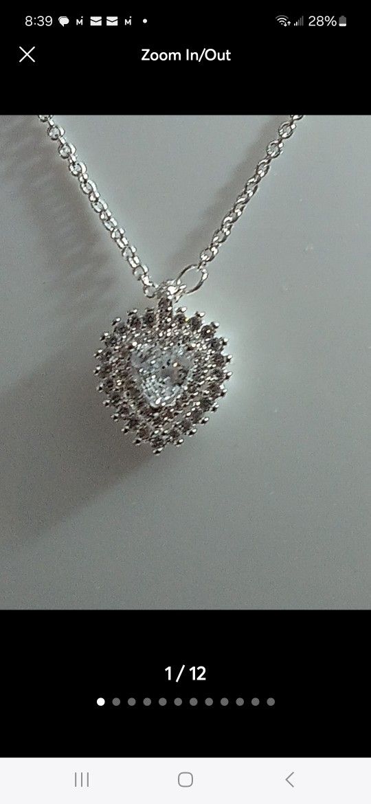 Pandora Authentic Brand New Sterling Silver Sparkling XL Halo Heart PENDANT Necklace 19.4 Adjustable