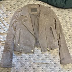 Blank NYC Gray Leather Moto Jacket XS