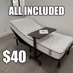 Leggett & Platt Adjustable Base w/mattress and Adjustable Tray Table