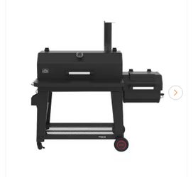 Oakford 1150 Reverse Flow Offset Smoker Charcoal Grill in Black