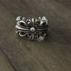 authentic chrome hearts double floral ring 