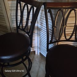 28-INCH BROWN HIGH STOOLS 