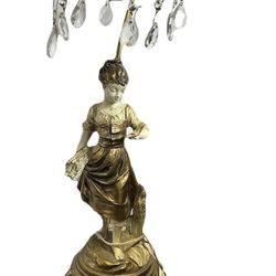 VTG Emile Bruchon Collection Francaise Girl Reading Book Crystal 28” Lamp! 131