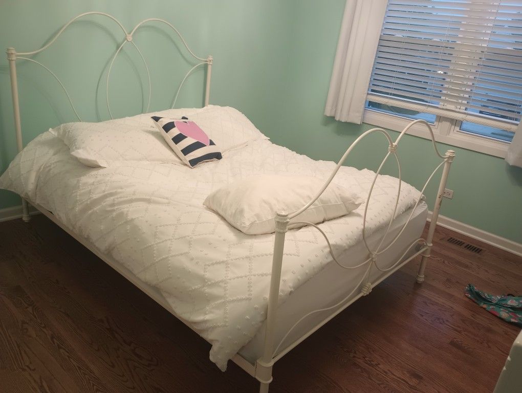Queen Size Bed Frame (Pottery Barn) And Mattress