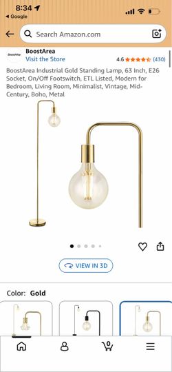 63” tall Gold Metal Boho Upright Standing Lamp
