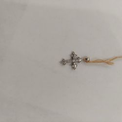 14k CZ Cross Pendant 
